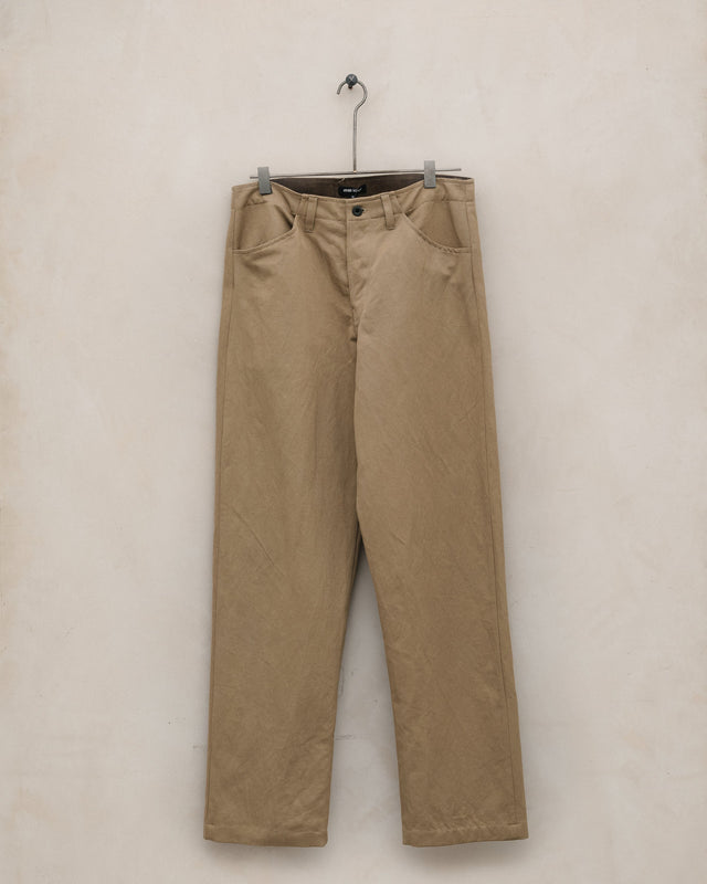 Four Pocket Pant - Gallnut Cotton/Washi Twill, Khaki (Natural Gallnut Dye)