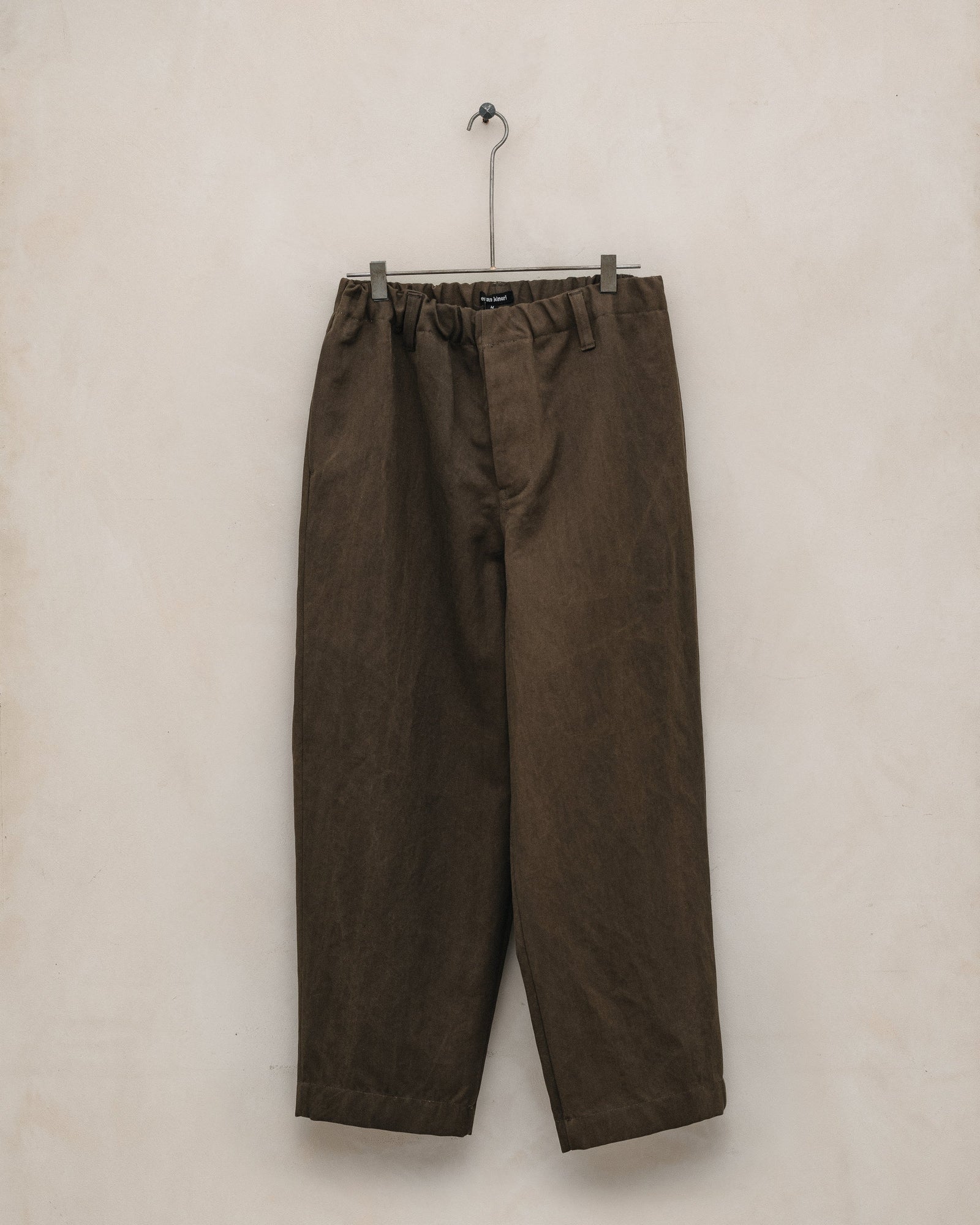 Elastic Pant - Sumi Ink Cotton/Washi Canvas, Dark Olive