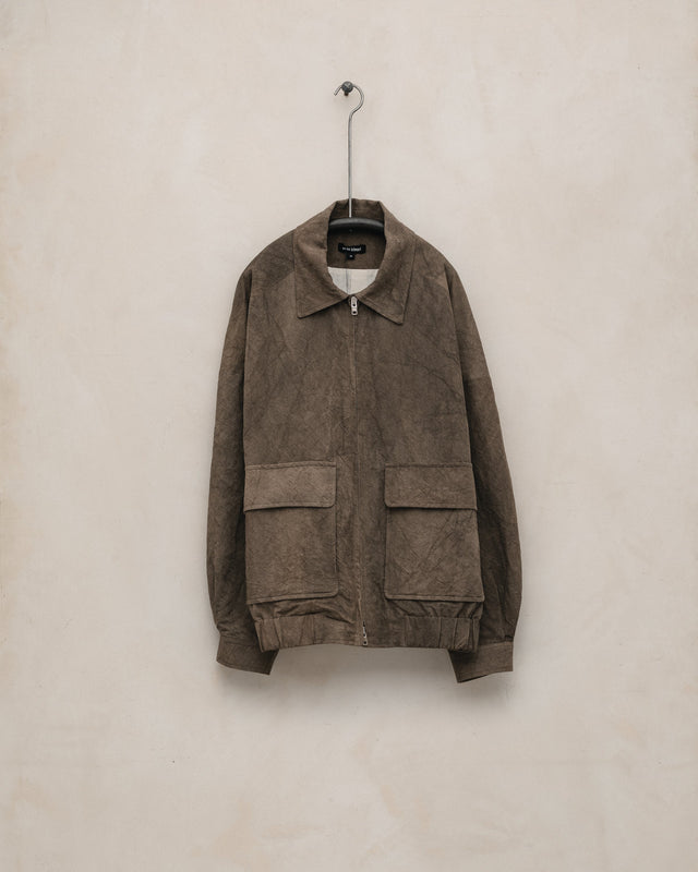 Zip Jacket Two - Natural Dye Cotton/Washi Twill, Brown (Persimmon/Iron Dye)