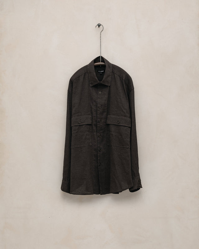 Big Shirt - Yarn Dyed Linen/Cotton Summercloth, Brown/Navy