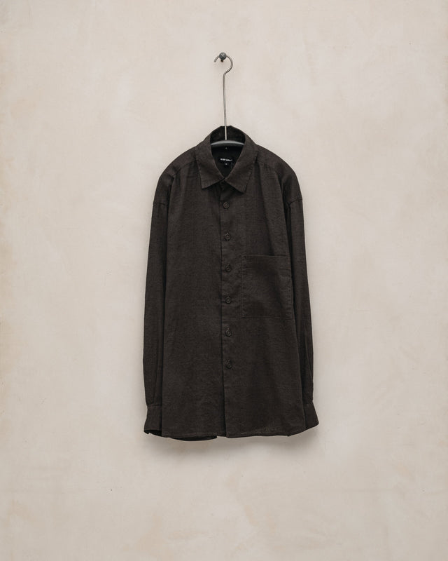 Big Shirt Two - Yarn Dyed Linen/Cotton Summercloth, Brown/Navy