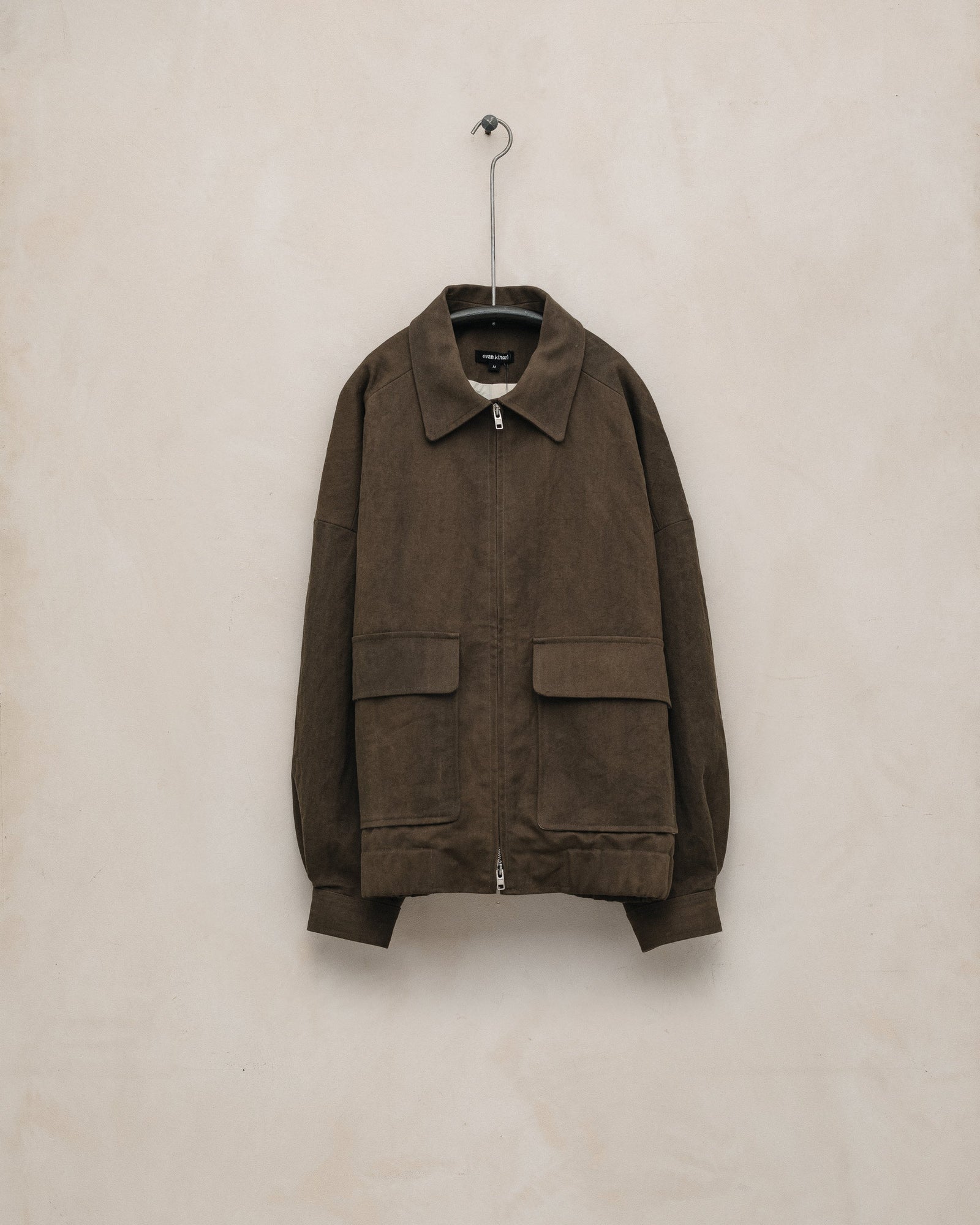Zip Jacket Two - Sumi Ink Cotton/Washi Canvas, Dark Olive