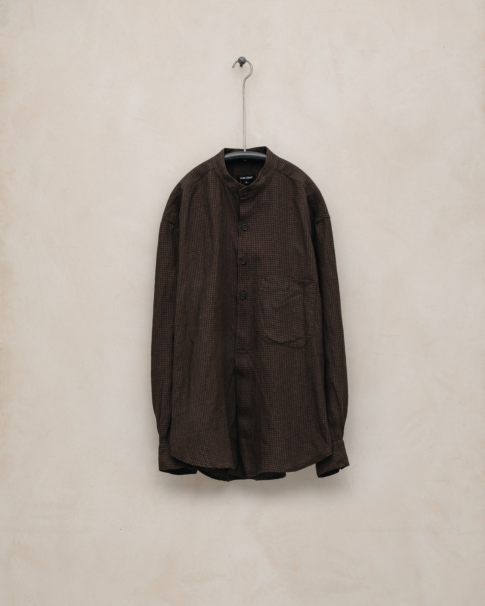 Popover Shirt - Logwood Linen Check, Brown/Black (Logwood Overdye)
