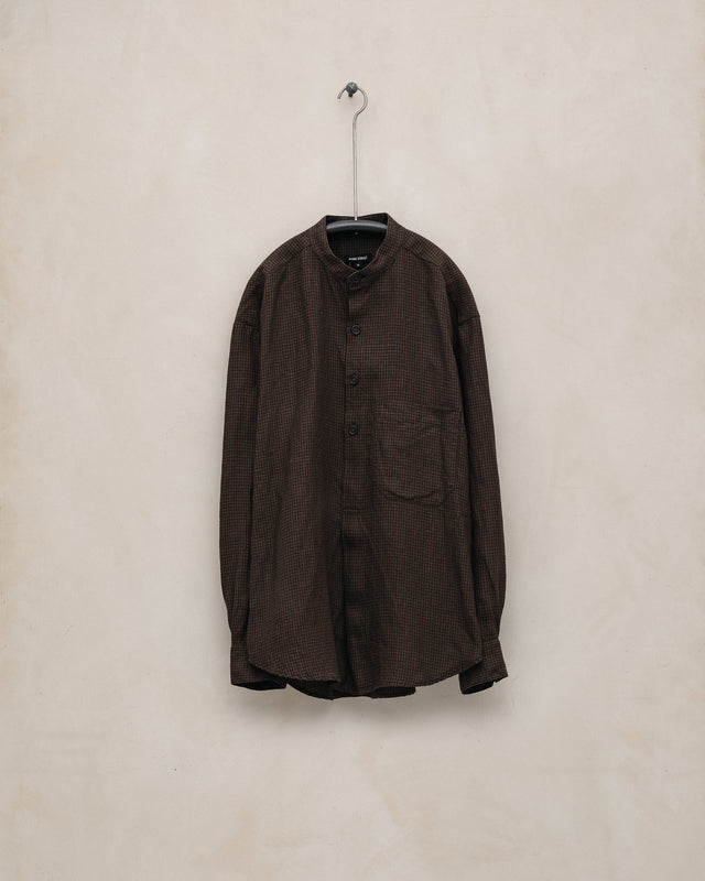 Popover Shirt - Logwood Linen Check, Brown/Black (Logwood Overdye)