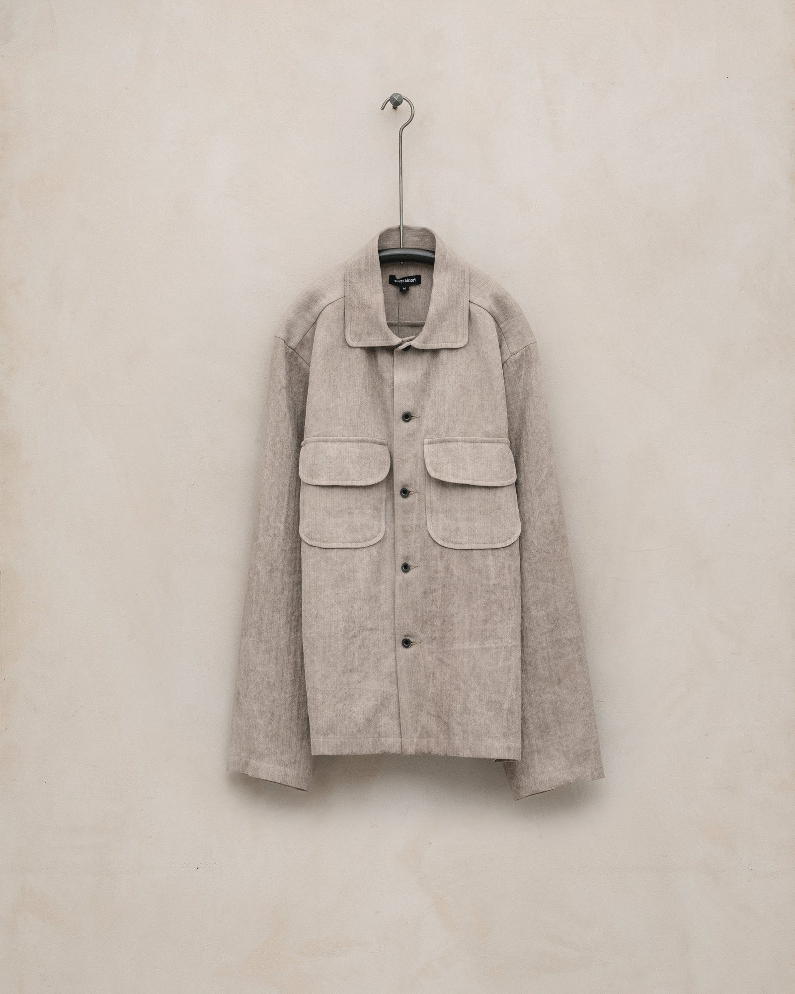 Field Shirt - Cold Dyed Linen/Cotton Herringbone, Dark Beige (Cold Dye)