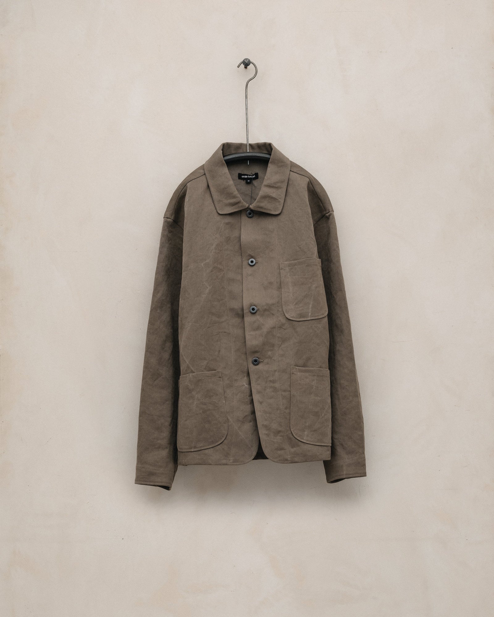 Three Pocket Jacket Natural Dye Cotton Washi Herringbone Iron