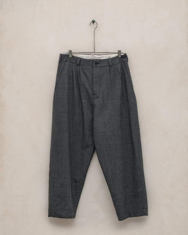 Two Pleat Pant - Worsted Wool Puppytooth, Charcoal/Black