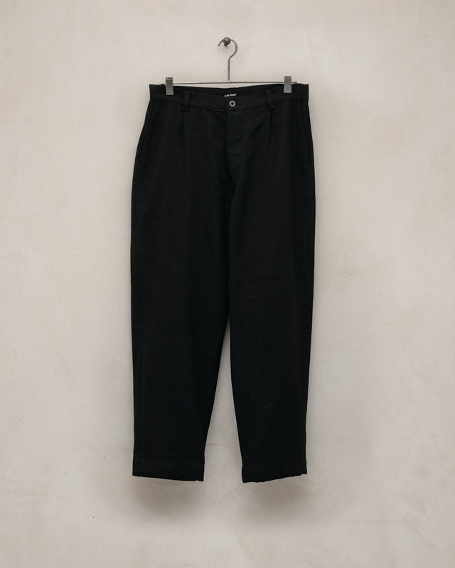 Single Pleat Pant - Cashmere/Linen Twill, Black