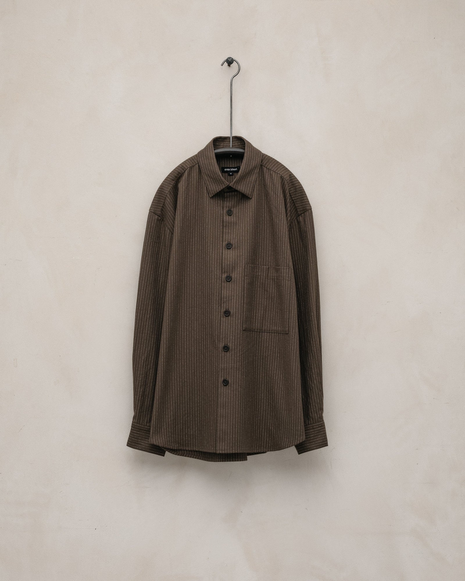 Big Shirt Two - Yarn Dyed Cotton Stripe, Olive/Natural