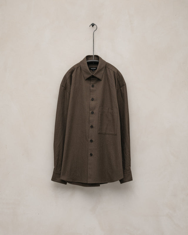 Big Shirt Two - Yarn Dyed Cotton Stripe, Olive/Natural