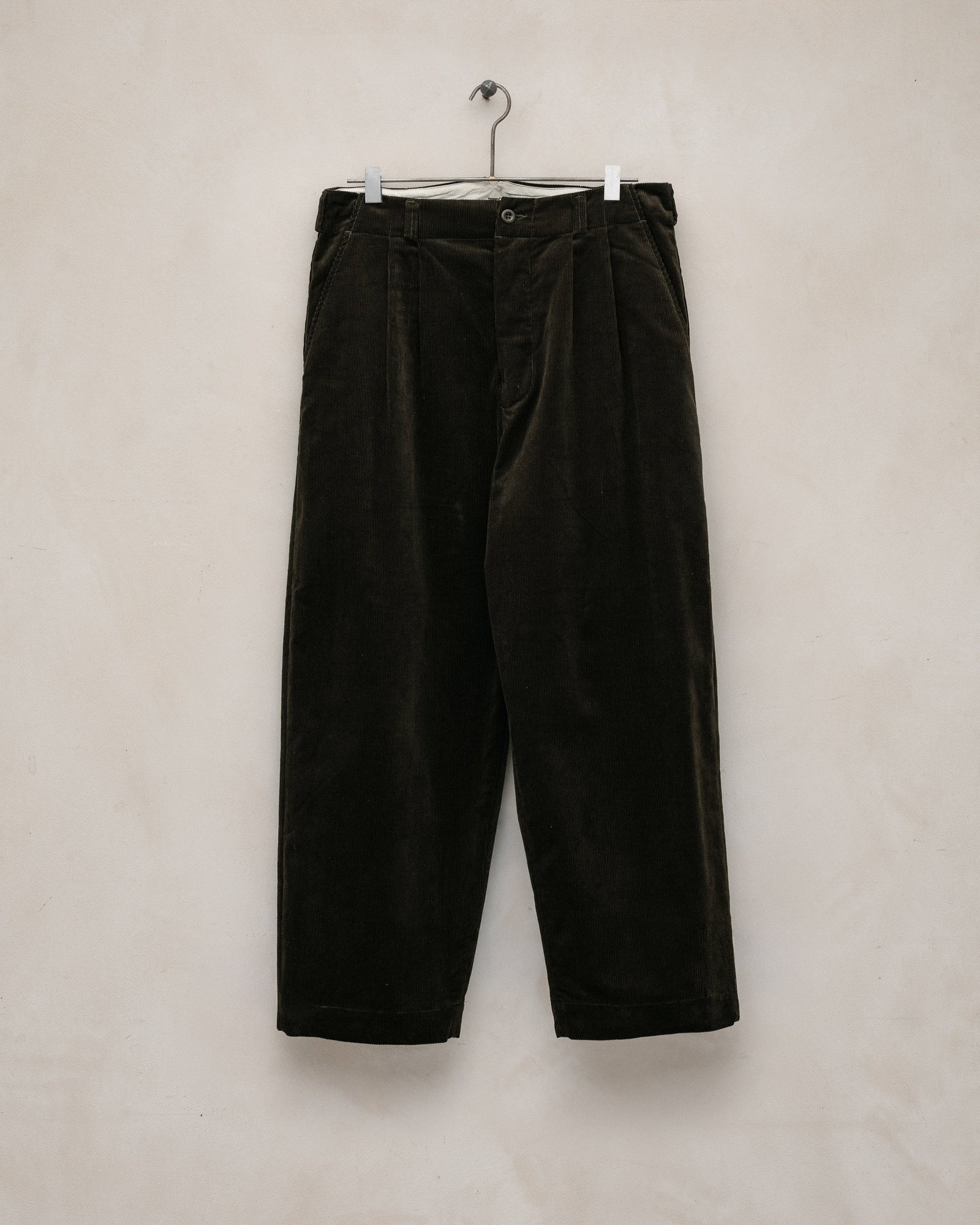 Two Pleat Pant Organic Cotton Corduroy Dark