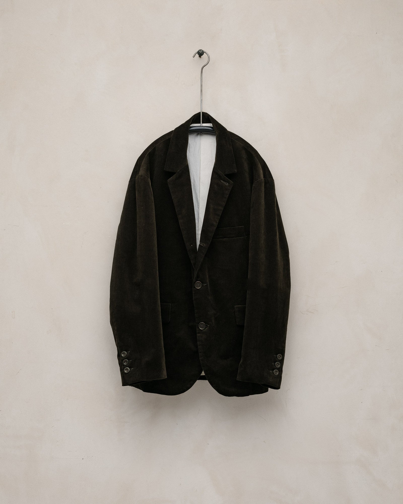 Three Button Jacket Organic Cotton Corduroy Dark