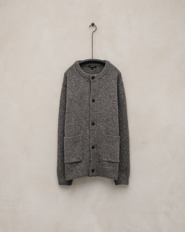 Crewneck Cardigan - Wool Tweed, Heather Grey