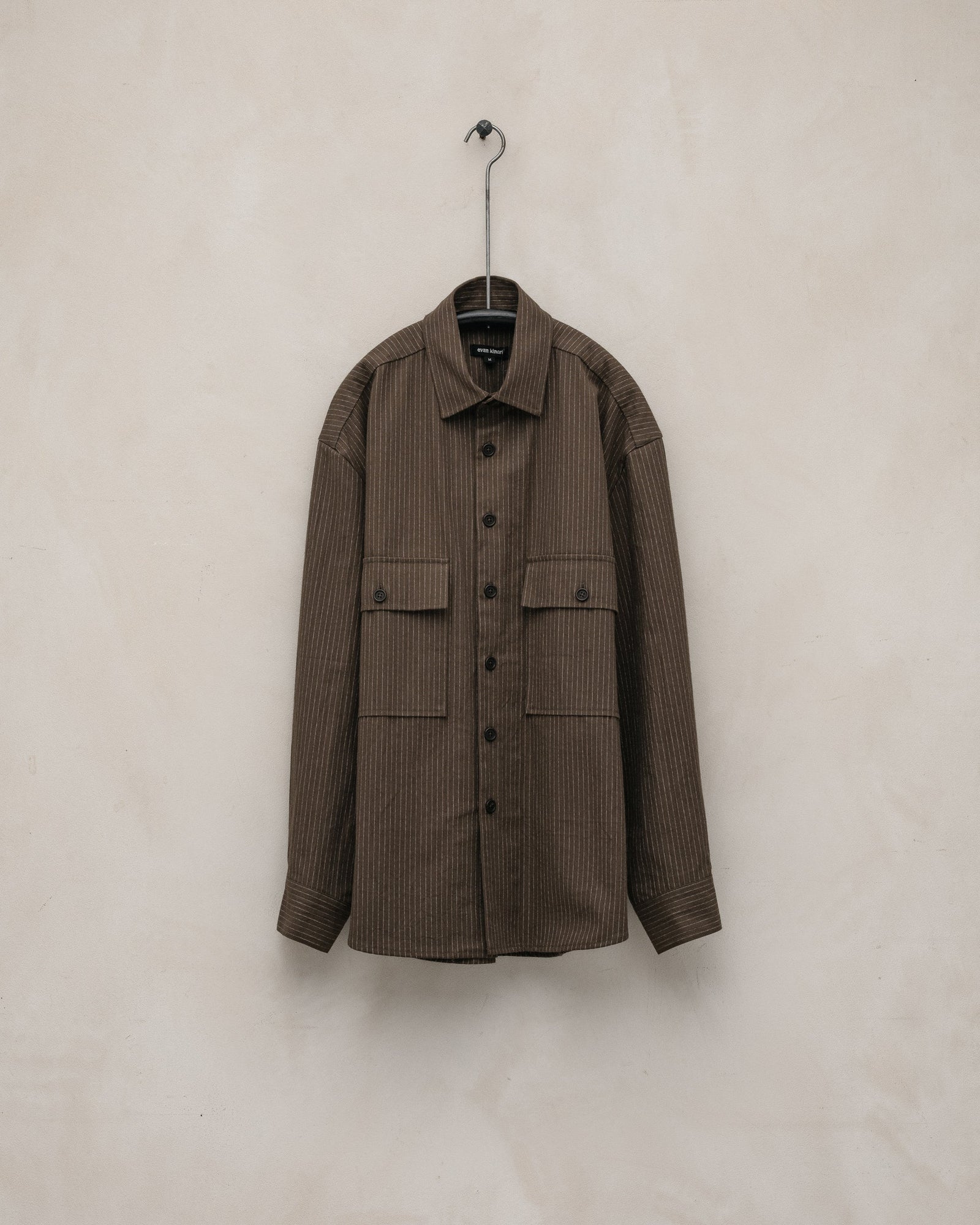Big Shirt - Yarn Dyed Cotton Stripe, Olive/Natural