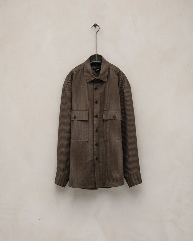Big Shirt - Yarn Dyed Cotton Stripe, Olive/Natural