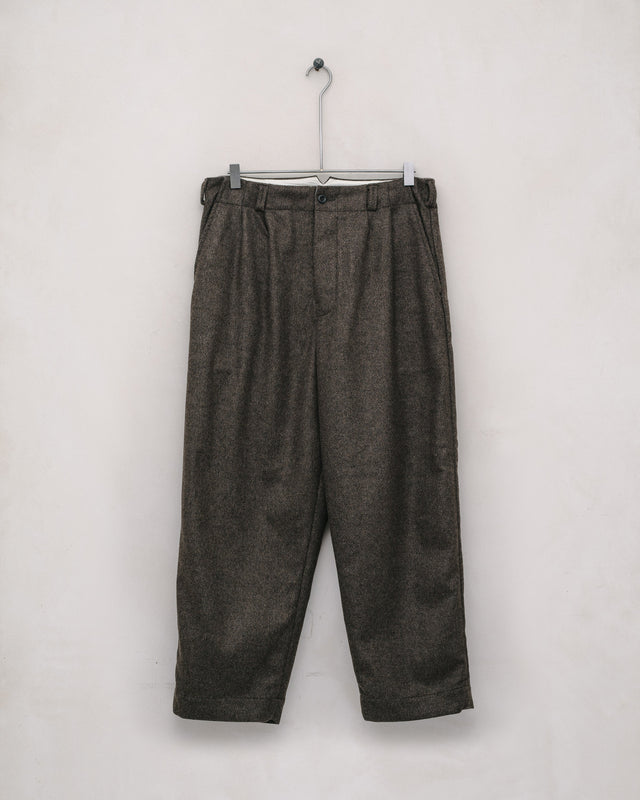 Two Pleat Pant - Brushed Cashmere/Wool Twill, Olive/Black