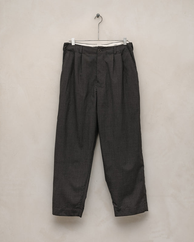 Two Pleat Pant - Yarn Dyed Tropical Worsted Wool, Charcoal/Brown
