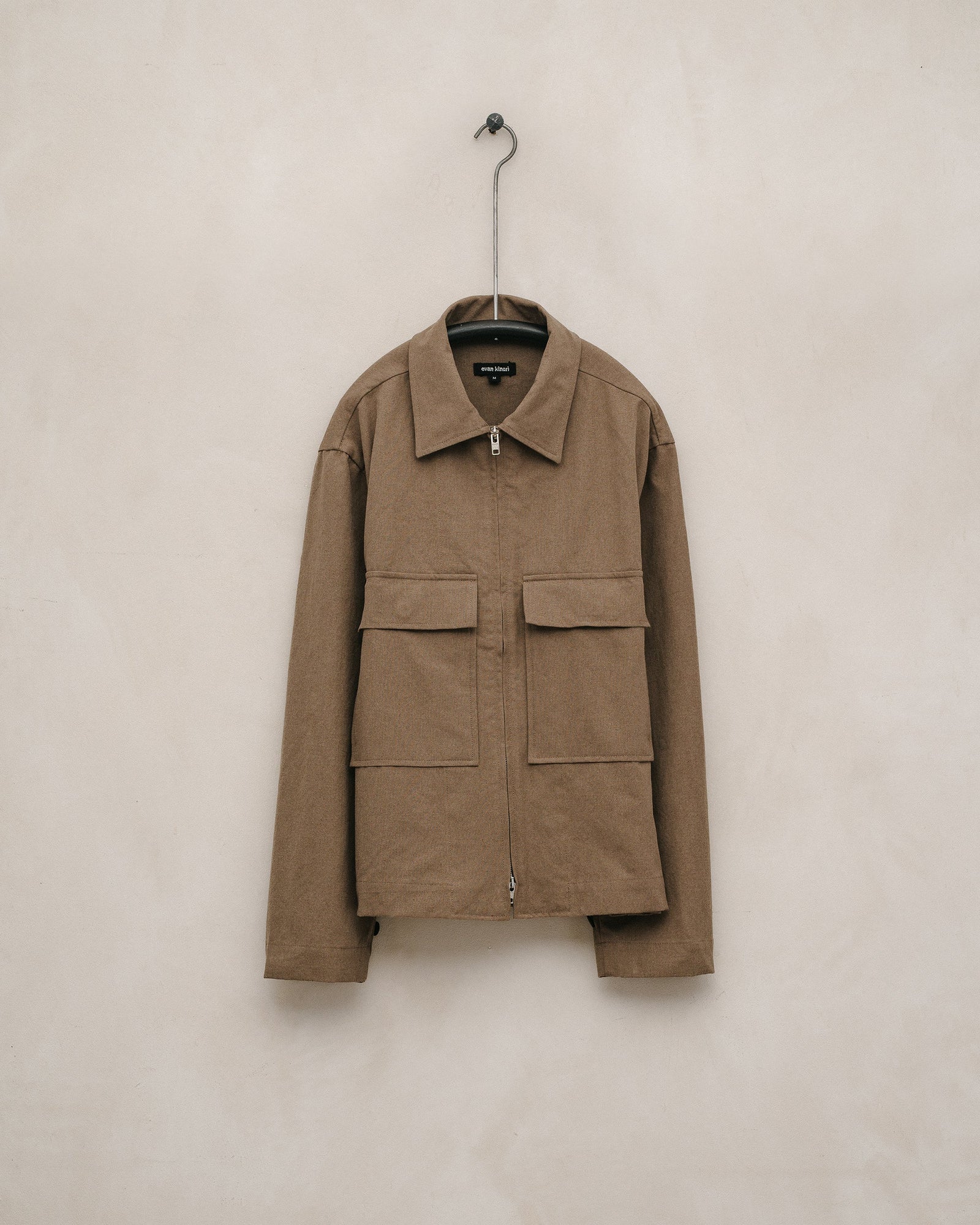 Zip Jacket - Undyed Organic Cotton Canvas, Brown (Iron Mordant)