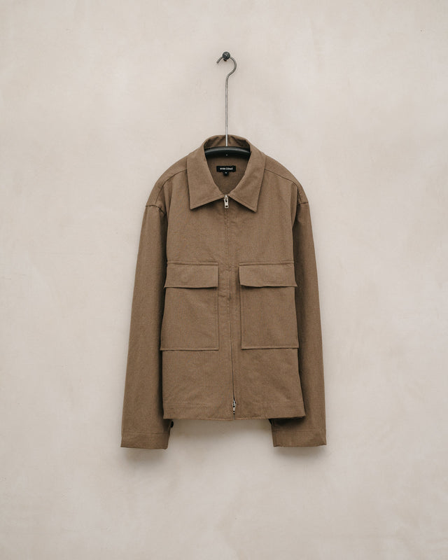 Zip Jacket - Undyed Organic Cotton Canvas, Brown (Iron Mordant)