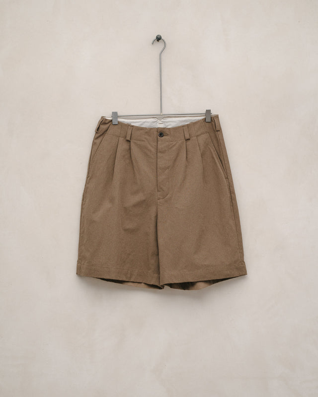 Two Pleat Short - Undyed Organic Cotton Canvas, Brown (Iron Mordant)
