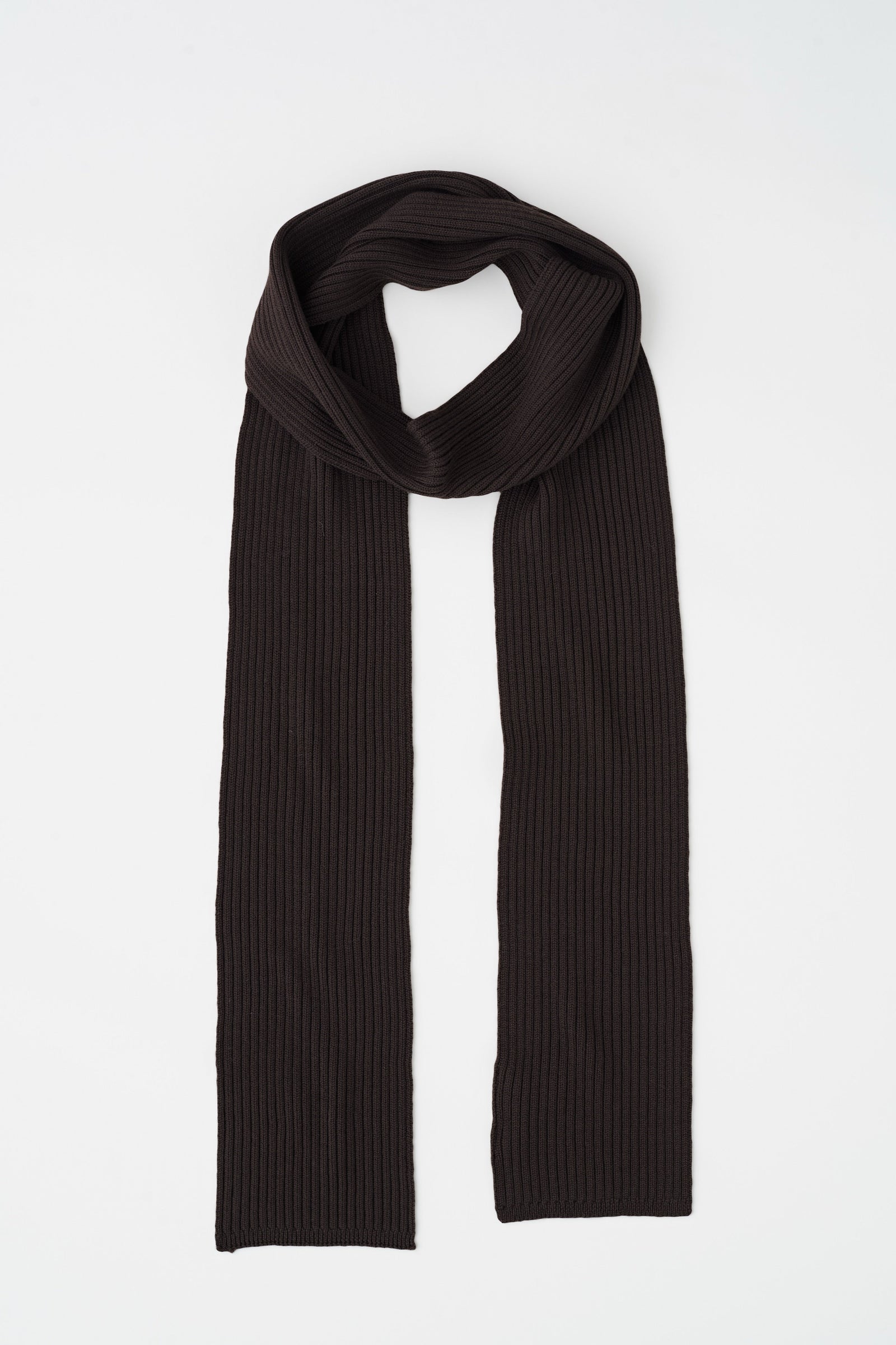 Elba Merino Skinny Scarf in Coffee Bean