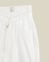 EMBROIDERY NATURE RAMIE SHORTS - ECRU