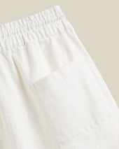 EMBROIDERY NATURE RAMIE SHORTS - ECRU