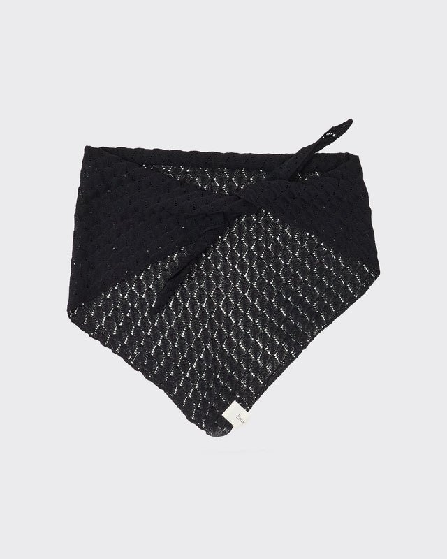 Open Work Knit Scarf, Black
