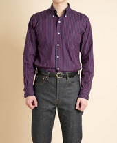 VINTAGE IVY NAVY BLUE WITH RED TRACKED STRIPE BUTTON-DOWN