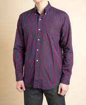 VINTAGE IVY NAVY BLUE WITH RED TRACKED STRIPE BUTTON-DOWN