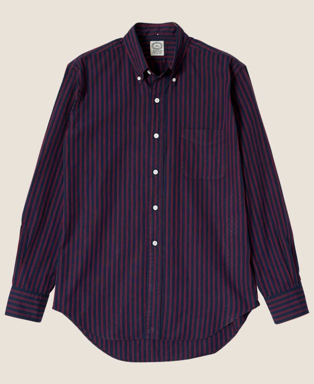 VINTAGE IVY NAVY BLUE WITH RED TRACKED STRIPE BUTTON-DOWN