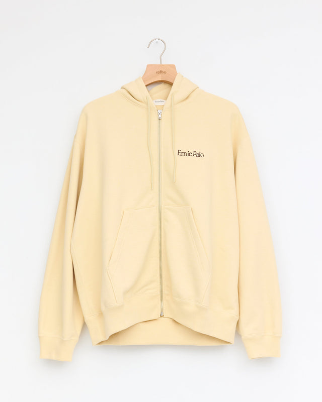 Zip Logo Hoodie, Cream