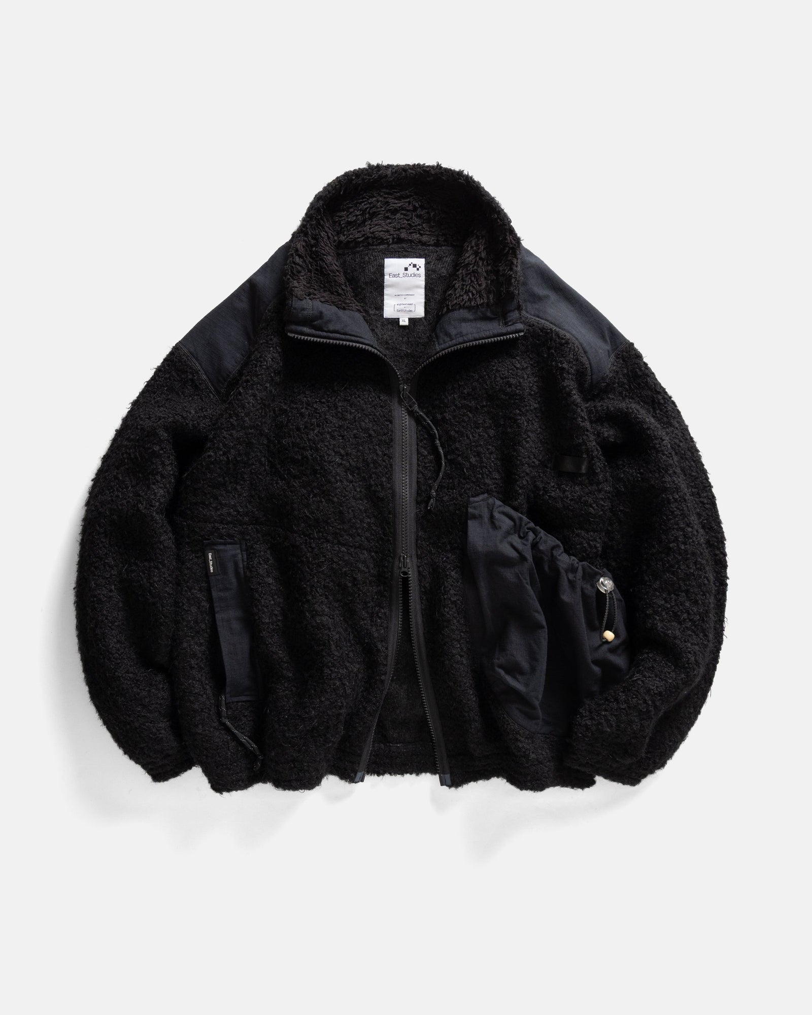 East Studies Ms 110 Escep Jacket Elfin Saddle Fohair Blended Woolen Boucl Washed Ripstop Cotton