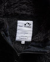 EAST STUDIES MS-110 ESCEP JACKET - ELFIN SADDLE "FOHAIR" BLENDED WOOLEN BOUCLÉ / WASHED BLACK RIPSTOP COTTON