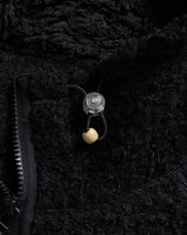 EAST STUDIES MS-110 ESCEP JACKET - ELFIN SADDLE "FOHAIR" BLENDED WOOLEN BOUCLÉ / WASHED BLACK RIPSTOP COTTON
