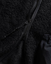 EAST STUDIES MS-110 ESCEP JACKET - ELFIN SADDLE "FOHAIR" BLENDED WOOLEN BOUCLÉ / WASHED BLACK RIPSTOP COTTON