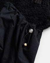 EAST STUDIES MS-110 ESCEP JACKET - ELFIN SADDLE "FOHAIR" BLENDED WOOLEN BOUCLÉ / WASHED BLACK RIPSTOP COTTON