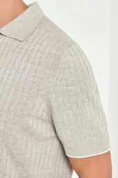 Cotton And Linen Ribbed Polo Made In Italy