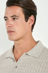 Cotton And Linen Ribbed Polo Made In Italy