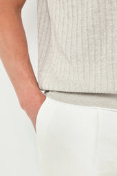 Cotton And Linen Ribbed Polo Made In Italy