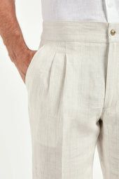 Striped Linen Relaxed Shorts Made In Italy