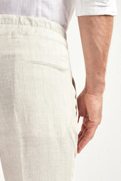 Striped Linen Relaxed Shorts Made In Italy