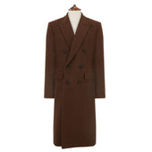 Halesworth Brown Textured Herringbone Wool Double Breasted Coat