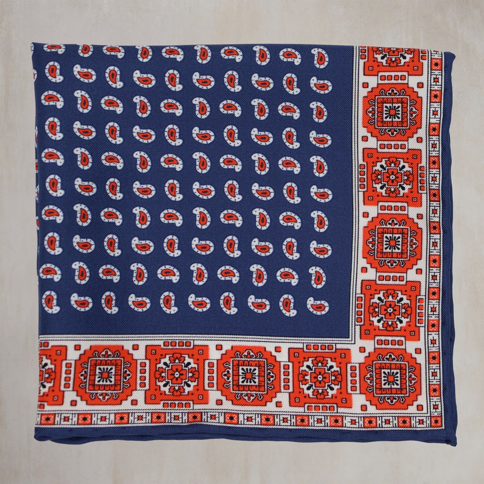 Edged Paisley Pocket Square In