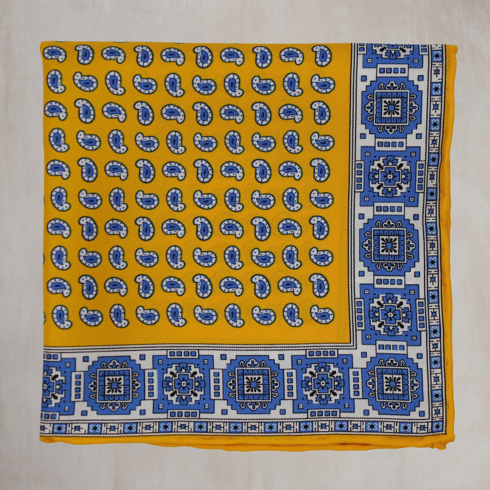 Edged Paisley Pocket Square In