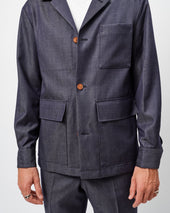Indigo Wool Gabardine Chore Jacket