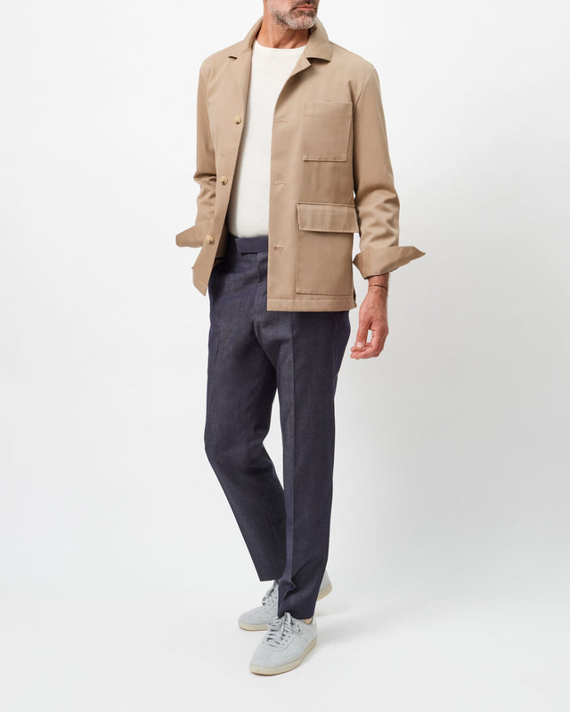 Indigo Wool Gabardine Contemporary Trousers