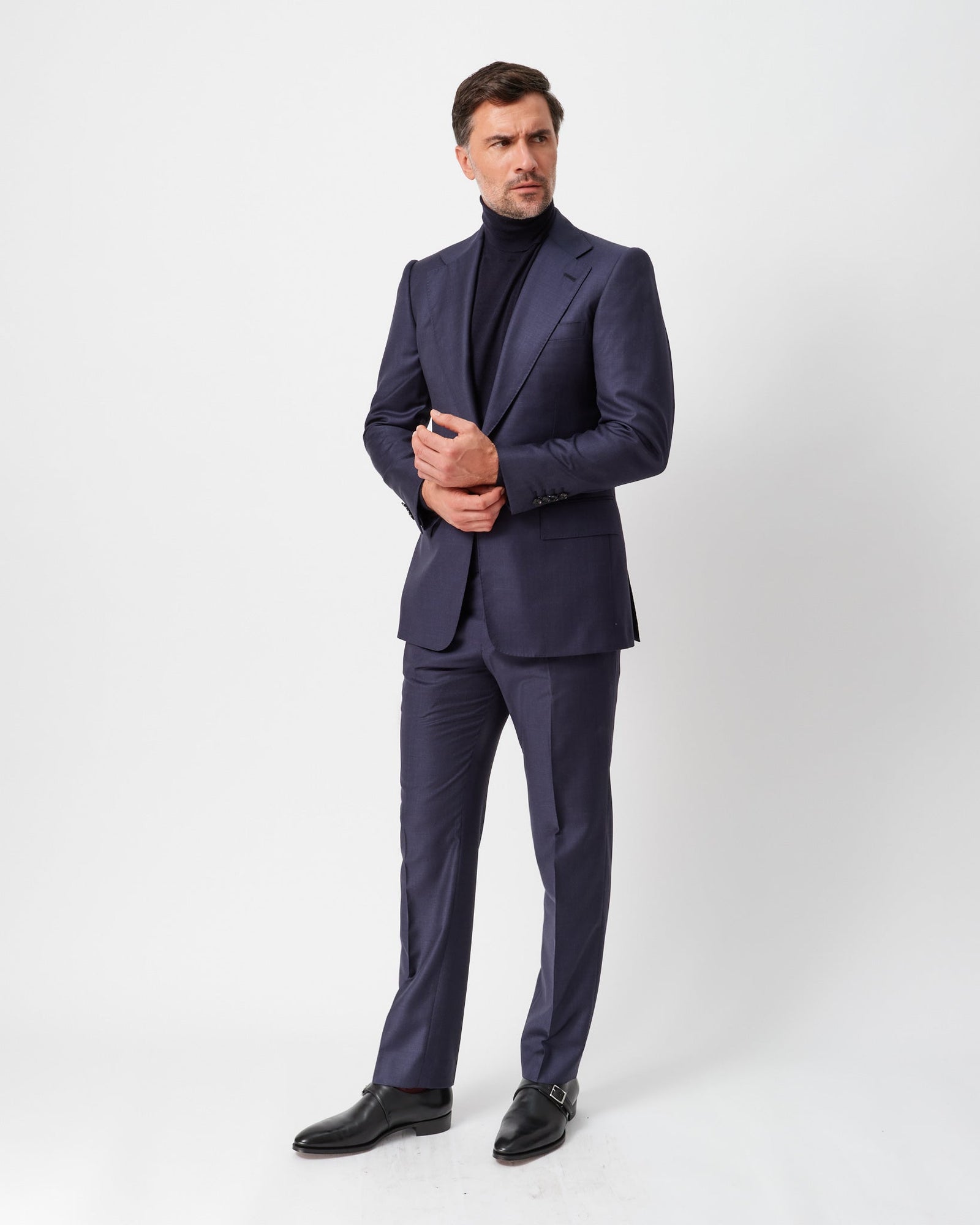 Dark Blue Notch Lapel Jacket