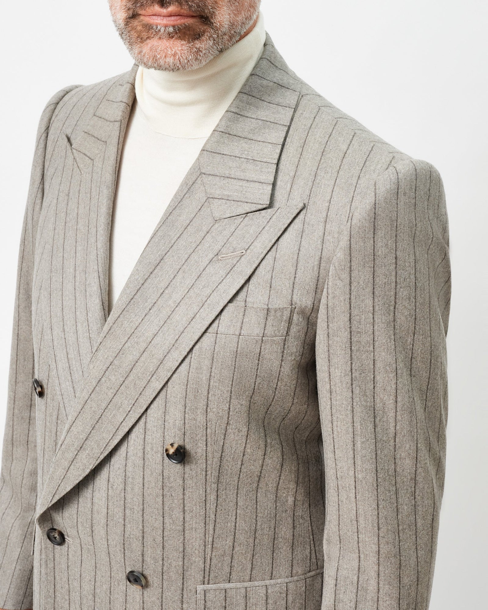Mink Stripe Low Double Breasted Jacket