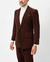 Brown Corduroy Notch Lapel Jacket